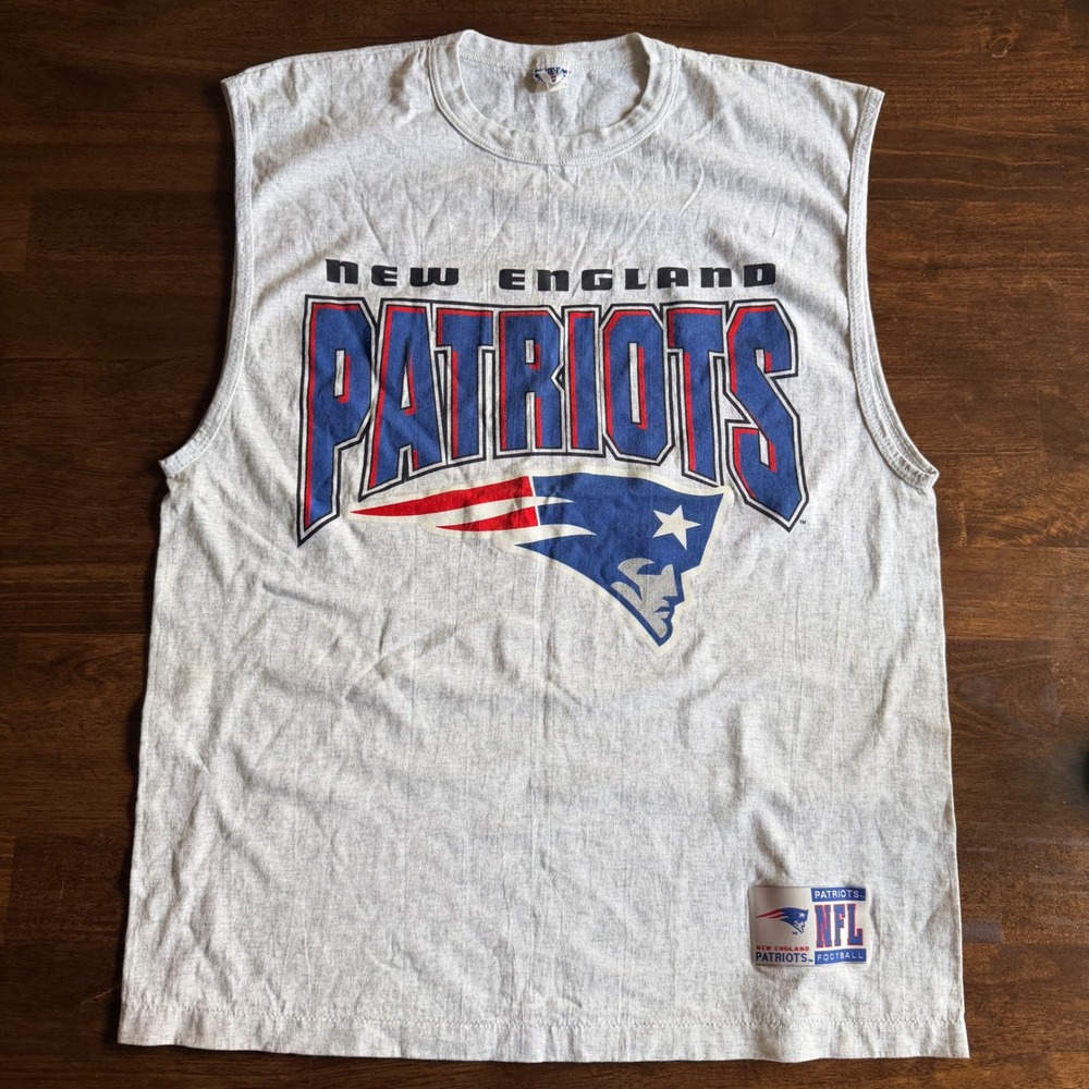 Vintage True Fan New England Patriots Muscle Tee Gray Mens XL NFL Made in USA